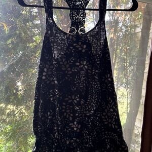 Express Black Floral Lace Tank Top